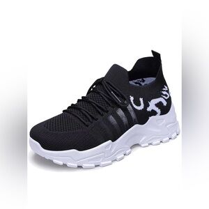 Casual Black  Printed Tennis Shoes for Women